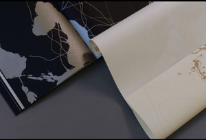 Folio d'artiste Mino papier noir Manila Hawk couverture en flanelle noire avec double rainure en V et sérigraphie argentée reliure cousue d'archives - Product Image 3