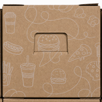 Caixa de Papelão Kraft Empilhável para Alimentos com Alça, Embalagem de Fast Food de 4 Camadas para Catering
