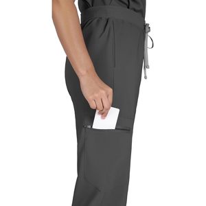 FOXA Women's Scrub Set V-Neck Top <b>Cargo</b> <b>Pants</b> 4-Way <b>Stretch</b> Hospital Uniforms - Product Image 5