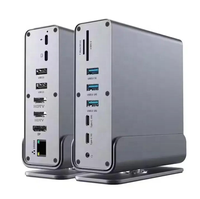 Hub USB-C 16 en 1, Estación de Conexión USB C, Doble Salida 4K HDTV, 7 Puertos USB, Ethernet Gigabit, 100W PD, Audio, Lectores de Tarjetas SD y TF