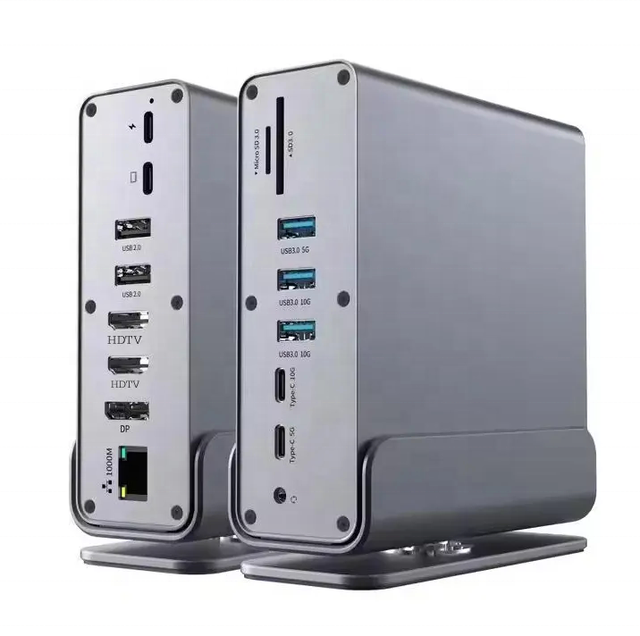 USB-C Hub 16-in-1 USB C Docking Station Dual 4K HDTV Display Port 7 USB Ports Gigabit Ethernet 100W PD Audio SD TF Card Readers