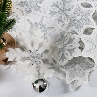OWENIE – chemin de Table blanc argenté avec flocons de neige de noël, broderie découpée, lavable et personnalisable