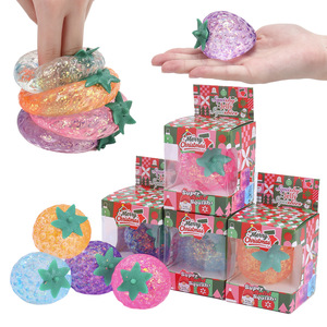 Articles fantaisie de Noël : Jouet de pincement et de relaxation en maltose, grande fraise rouge - Product Image 1