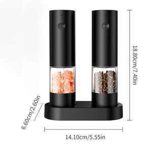 Ensemble moulin à sel et à poivre électrique mini et minimaliste, portable, en acier inoxydable de qualité alimentaire raffiné, avec support élégant - Product Image 6
