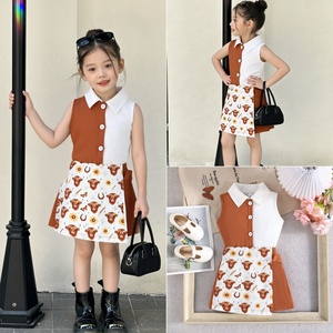 Robe d'été décontractée pour fille, sans manches, respirante, à blocs de couleur, avec imprimé <span class=keywords><strong>vache</strong></span> des Highlands et tournesol, idéale pour les occasions en plein air - Product Image 2