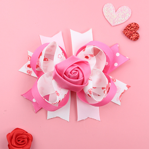Lazos para el Cabello <span class=keywords><strong>con</strong></span> Plumas para el Día de San Valentín, Clip <span class=keywords><strong>con</strong></span> Forma de Corazón Rojo y Rosa, Lazos para el Cabello de Boutique para Niñas, Accesorios para el Cabello de Niñas - Product Image 6