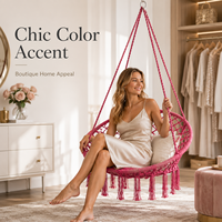 Fauteuil suspendu en corde de coton tressé à la main, style bohème chic, avec pompons complexes, pour intérieur et boutique
