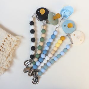 Regalo para recién nacido, cuentas <span class=keywords><strong>de</strong></span> silicona sin BPA, juguete dulce infantil, soporte para chupete plateado, cadena con Clip para chupete <span class=keywords><strong>de</strong></span> bebé - Product Image 1