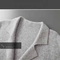 Ensemble deux pièces pour homme en cachemire tricoté avec logo personnalisé OEM : cardigan, veste en laine, blazer et pantalon droit