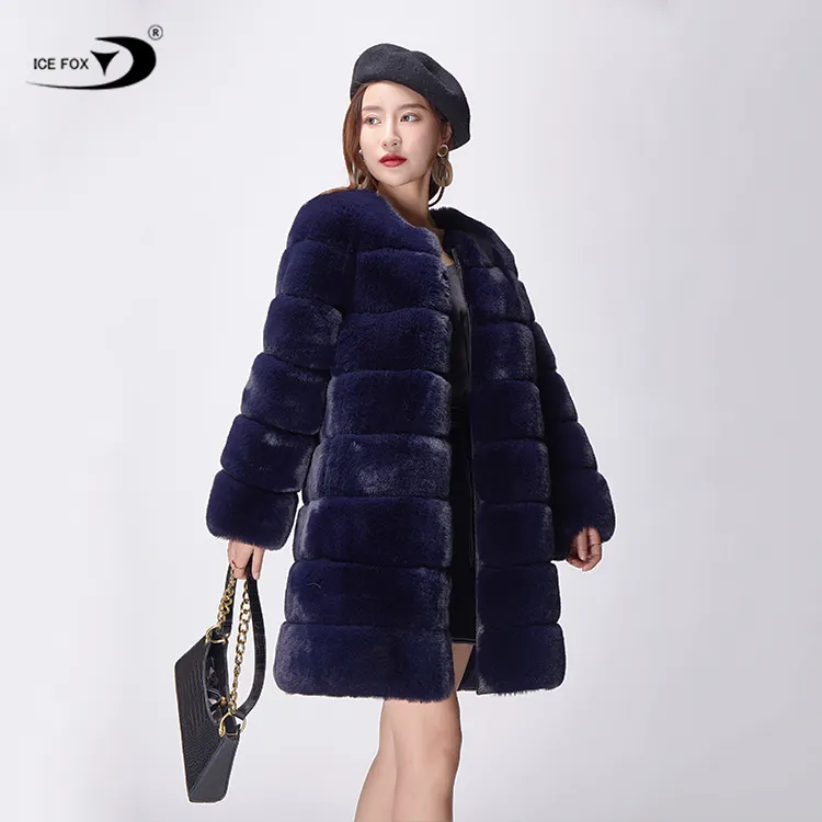Toptan özel sıcak satış yüksek kaliteli kış kadın düğme Faux kürk ceket