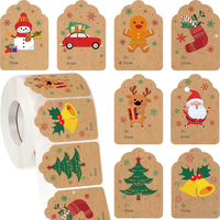 Rouleau d'autocollants adhésifs en papier kraft de Noël, étiquettes personnalisées imperméables pour étiquettes cadeaux, emballage de bouteilles