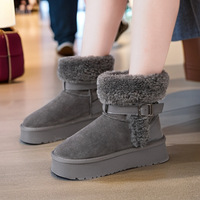 Bottes de neige pour femmes, semelle épaisse, col en fausse fourrure, boucle métallique, chaudes, antidérapantes, hiver, hauteur accrue