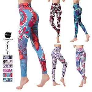 Xsunwing Pantalon de yoga imprimé avec logo personnalisé pour femmes, push-up professionnel, course à pied, fitness, gym, sport, leggings de yoga, pantalon serré WSB1044