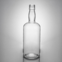 Bouteille de whisky en verre de 700 ml avec bouchon en T, finition extra claire, bouteille à liqueur