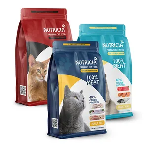 Personalizzato 5Kg 10Kg 15Kg 20Kg a prova di odore Pet Cat Dog fondo piatto sacchetto di plastica per alimenti per animali domestici