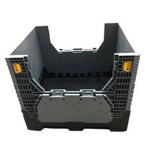 低价HDPE批发仓库折叠塑料盒仓储运输4路入口托盘容器