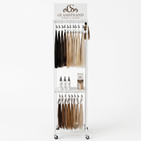 Présentoir à extensions capillaires sur mesure - Support mobile pour mèches de cheveux et étagères de présentation pour magasin de perruques avec roulettes