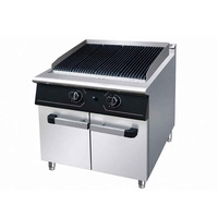 Barbecue au gaz JUSTA avec pierres de lave et base armoire, en acier inoxydable de qualité 304, pour restaurant, hôtel, cuisine