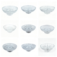 Vente en gros de bols à pied en verre côtelé transparent, à large ouverture, pour fruits, salades, desserts, pour la maison, les restaurants, les hôtels, la vaisselle de table