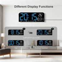 Horloge murale LED à grand écran personnalisée avec calendrier numérique, double alarme, luminosité réglable, décoration intérieure, minuterie, utilisation dans le salon