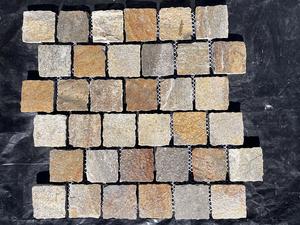 أردواز بني طبيعي مرصع بالحصى بأشعة الشمس شبكة ذهبية رصف مرصع بالحصى للممرات والممرات - Product Image 6