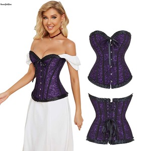 Style vintage grande taille XXXXXL vin rouge <span class=keywords><strong>Violet</strong></span> femmes mode <span class=keywords><strong>Corset</strong></span> haut tenues poitrine liant Bustier plissé désossé Victorianos - Product Image 2