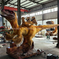 Raptor animatronique à plumes pour parc d'attractions intérieur à vendre, équipement de manège sur le thème des dinosaures pour divertissement intérieur