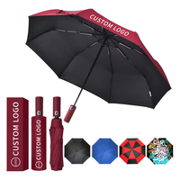 Parapluies coupe-vent pliables promotionnels personnalisés en gros Parapluie de luxe bon marché coupe-vent avec impression de logo