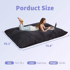 Fauteuils poufs rectangulaires de luxe décontractés Supreouts 3 en 1, <span class=keywords><strong>coussin</strong></span> de sol géant convertible, housse lavable en machine, canapé haute densité - Product Image 2