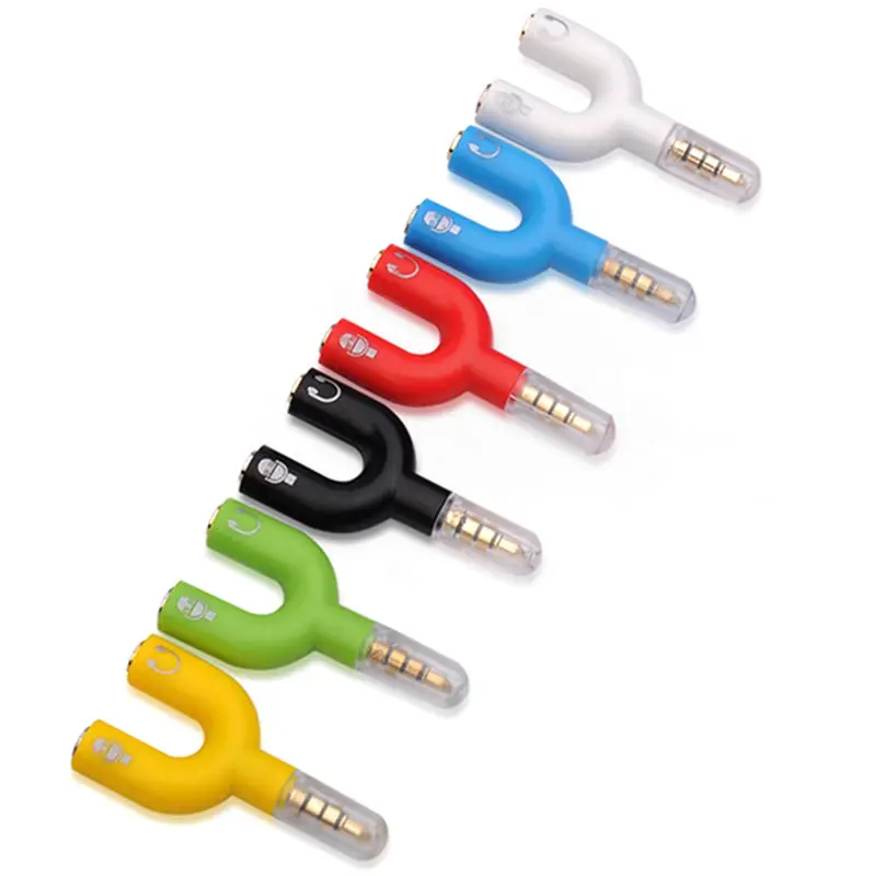 3.5mm Stereo Splitter Audio to Mic & Headset Jack Plug Adapter For Cell Phones & Computers MP3 4