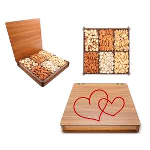 <span class=keywords><strong>Coppia</strong></span> presenta scatola di immagazzinaggio in legno di noce pieghevole a un solo livello cesto di cibo per mamma in legno di frutta secca Combo confezione <span class=keywords><strong>regalo</strong></span> - Product Image 1