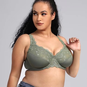 Soutiens-gorge ultra-fins tissés grande taille pour femmes adultes, sexy, en dentelle, à bonnets profonds, avec armatures et push-up - Product Image 4