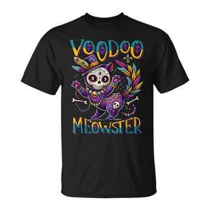 Camiseta Mardi Gras Cat Voodoo Meowster Pun para amantes de los gatos - Product Image 1