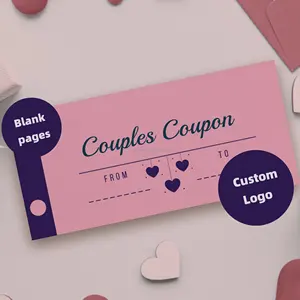 Custom Printing Tear Away Tear-off Blank Love Couple Vouchers Coupon Book