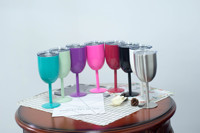 Verre à vin en acier inoxydable à double paroi isolé sous vide avec logo personnalisé, idéal pour les fêtes et le camping (vente en gros)