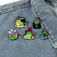 Pin Enamel kucing katak ajaib kartun hewan desainer baru topi Halloween imut Aksesori baju bros jumlah besar untuk pernikahan anak-anak