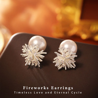 Anting Tusuk Mutiara Imitasi 2 Model Grosir, Paduan Tembaga Berlapis Perak, Dapat Dibalik, Perhiasan Wanita Elegan