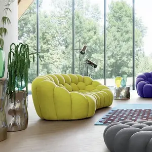 Đồ nội thất phòng khách hiện đại Sherpa thiết kế hiện đại nhung đầy màu sắc bong bóng kẹo cao su ghế sofa