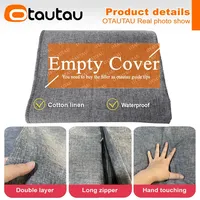 Housse de pouf d'extérieur imperméable OTAUTAU avec étui pour tabouret, en coton et lin, sans lavage, pour chaise pouf, siège au sol, ottoman DD016