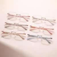 Monture de lunettes sans monture brillante de luxe pour femmes nouvelle mode lunettes œil de chat conception Logo personnalisé lunettes lunettes