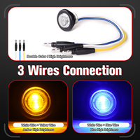 10PCS 3/4" 2LED Feux de position latéraux ronds bicolores ambre + bleu avec connecteur bullet, 12V, IP67