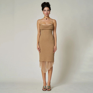 European American Style Halter Dress Long <b>Skirt</b> Backless Mesh <b>Patchwork</b> Breathable Fashion Dress - Product Image 3