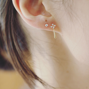CANNER Boucles d'oreilles clous en argent sterling 925, motif flocon de neige simple, pour femme, avec cristaux pavés et pampilles goutte d'eau, bijoux en or 18 carats - Product Image 4