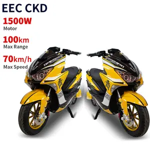 Motocicleta de carreras eléctrica de larga distancia de 1500W 100km de alcance e ciclomotor para adultos