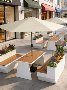 Tables et chaises combinées 2 places en fer, résistantes aux intempéries, pour usage commercial en zone commerciale et <span class=keywords><strong>de</strong></span> loisirs en zone touristique - Product Image 5