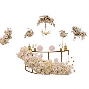 Soporte de exhibición de forma cuadrada de arco de ventana francesa de Metal brillante suave diseño de espejo de fondo de boda de acero inoxidable dorado - Product Image 1