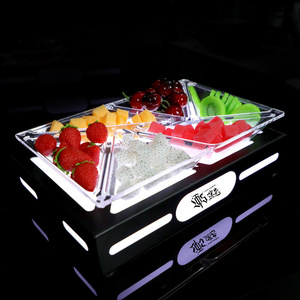 Plateau à fruits lumineux à LED, plateau divisé pour bars, KTV, discothèques, plat à collation créatif avec base lumineuse, garantie de 3 ans - Product Image 2