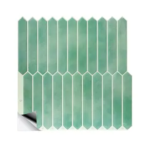 Wallpaper vinil Modern geometris ubin hijau perekat 3D Panel dinding Backsplash stiker dinding rumah tangga untuk apartemen