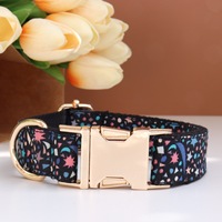 Collier pour chien à imprimé floral, polyester doux, boucle en alliage antirouille, réglable, pour la promenade quotidienne des chiens de petite, moyenne et grande taille