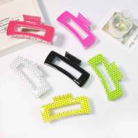 Grandes pinces à cheveux rectangulaires à pois de 10,5 cm, imprimées UV, couleur néon, pour femmes, accessoires à motif rétro